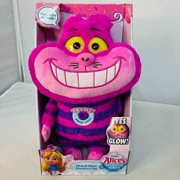 Disney Junior Alice’s Wonderland Bakery Chat & Glow Cheshire Cat Soft Plush 12in - Picture 1 of 6